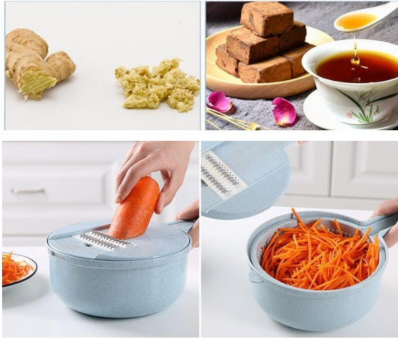 8-in-1 Vegetable Slicer with Stainless Steel Blade and Colander - N&G Smart Living