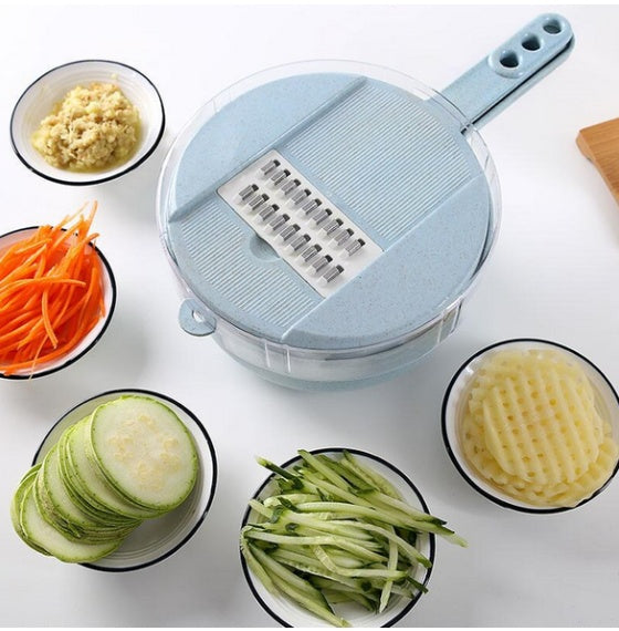 8-in-1 Vegetable Slicer with Stainless Steel Blade and Colander - N&G Smart Living