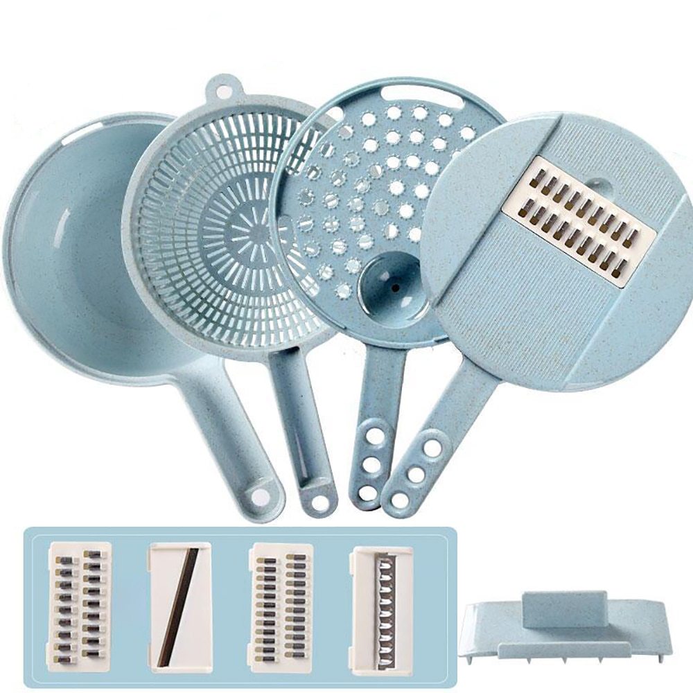 8-in-1 Vegetable Slicer with Stainless Steel Blade and Colander - N&G Smart Living