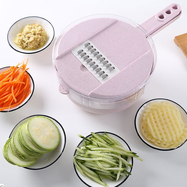 8-in-1 Vegetable Slicer with Stainless Steel Blade and Colander - N&G Smart Living