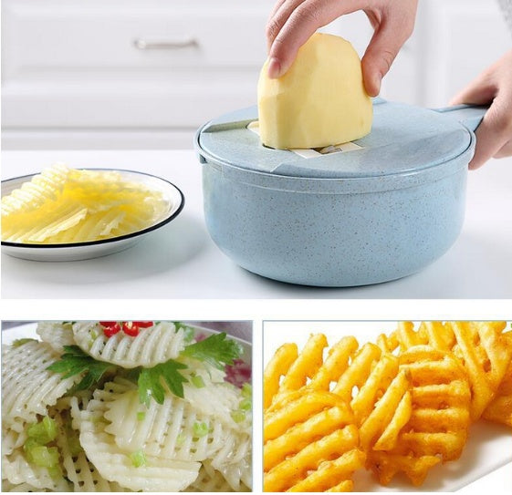 8-in-1 Vegetable Slicer with Stainless Steel Blade and Colander - N&G Smart Living