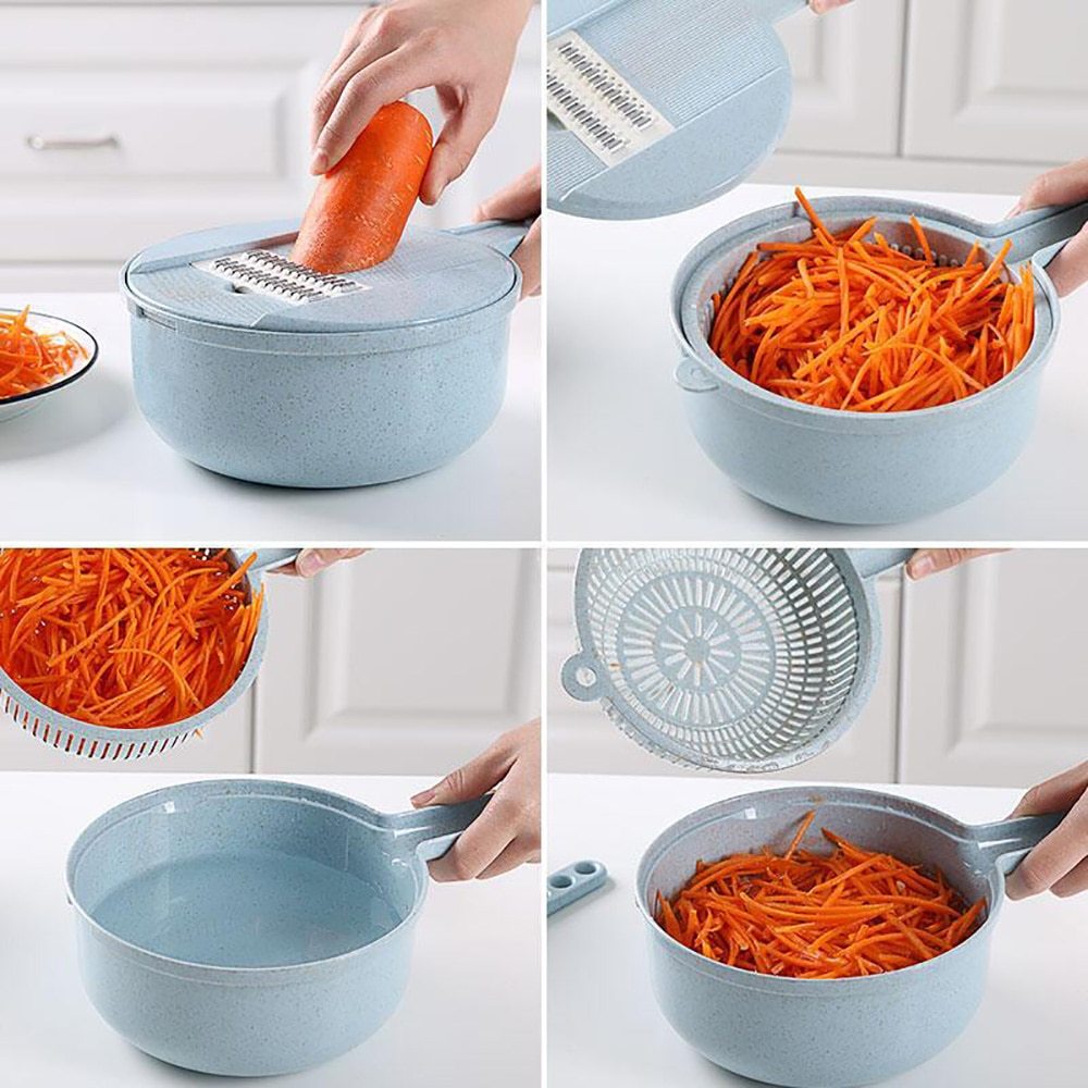 8-in-1 Vegetable Slicer with Stainless Steel Blade and Colander - N&G Smart Living