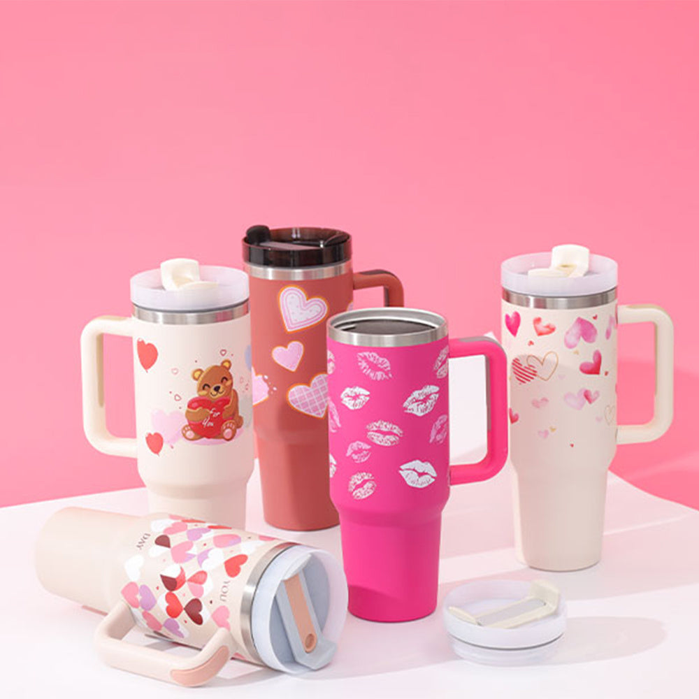 Thermal Bottle with Handle and Straw – Spill-Proof Stainless Steel Travel Mug - N&G Smart Living
