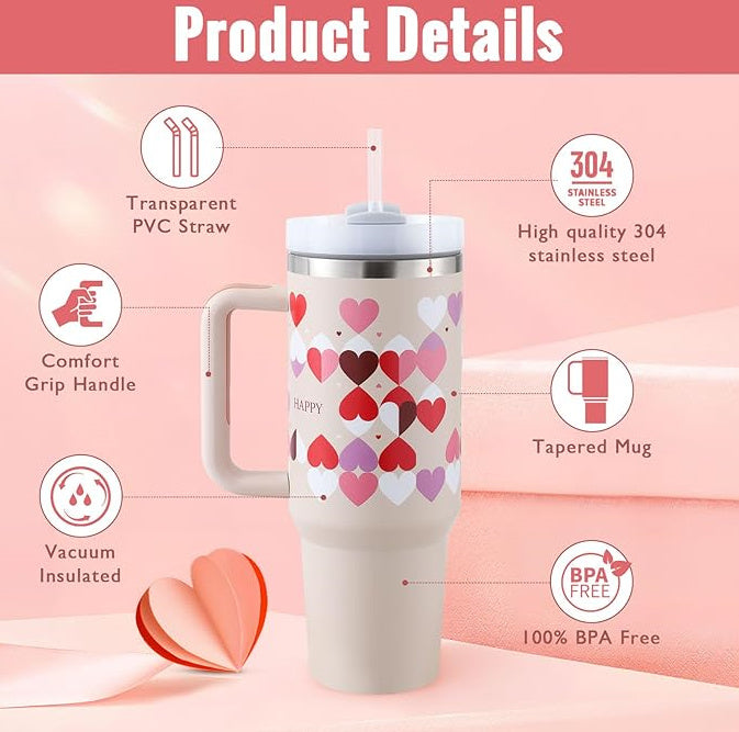 Thermal Bottle with Handle and Straw – Spill-Proof Stainless Steel Travel Mug - N&G Smart Living